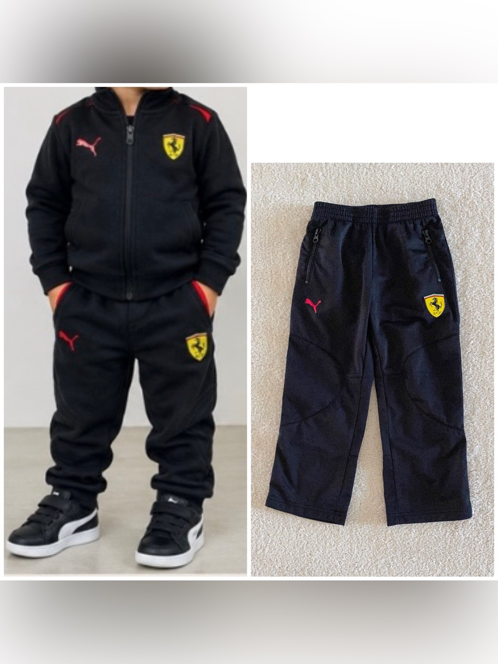 PUMA x Ferrari Black Track Pants, Sz 4T